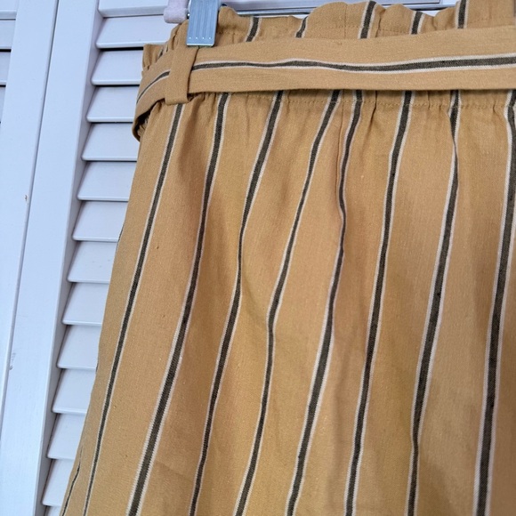 J. Jill Emilie Wide Leg Linen Stretch Cropped Pant Stripe Yellow Ochre Size 2X - Picture 4 of 8